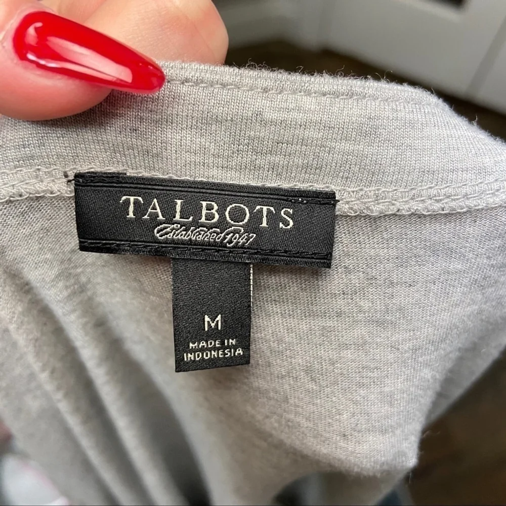 talbots gray beaded short sleeve top tee size medium - Picture 5 of 5